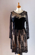 Schickes Cocktailkleid, schwarz, lg. Arm Gr. 42, neu