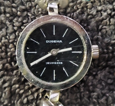 Dugena Damen Armbanduhr Armband Uhr Silberfarbend Vintage FUNKTIONIERT