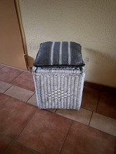 Korbhocker mit Deckel und Kissen, weiß DIY Projekt