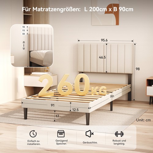 Polsterbett bettgestell - polsterbett,