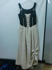 beige-schwarzes Leinen Dirndl