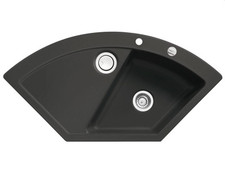 Spüle KeraDomo MERA ECK Nero mit Handbetätigung