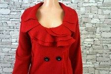 ALFANI DAMEN KOCHWOLLE WALK STRICK DAMEN BLAZER STRICKJACKE ROT  XL 