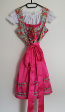Damen Dirndl Set 3 tlg. Dirndlkleid Trachtenkleid Mini Blumen türkis pink Gr 36