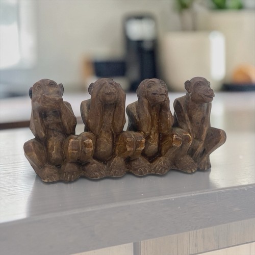 Vintage holz vier affen figur - vintage,