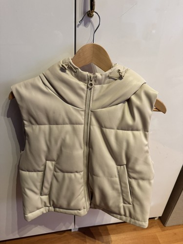 Beige kunstleder weste - beige,