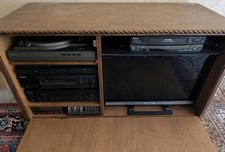 Vintage Medien-Schrank mit HiFi-Komplettset Dual Sony Tevion