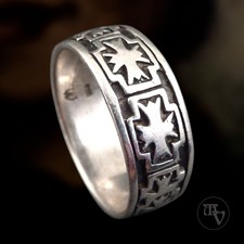 Silberring Bandring Kreuze