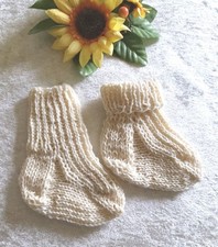 Baby Socken aus reiner Schafwolle naturbelassen Neu Handgestrickt