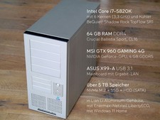 PC i7-5820K, Asus X-99-A mit 64 GB DDR4 RAM, MSI Nvidia GTX 960, 5 TB, Lian Li