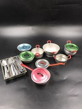 Puppengeschirr Kochtöpfe Besteck Blech Vintage Konvolut Spielzeug Blechtöpfe