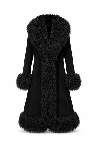 Damen kunstfell lang mantel - damen,