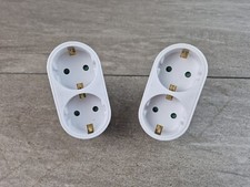 2 x Schuko Doppelstecker Mehrfachstecker 2 Fach Stecker Adapterstecker weiß