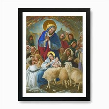 Krippe 19 Kunstdruck gerahmt Wandbild Poster Leinwanddruck Bild