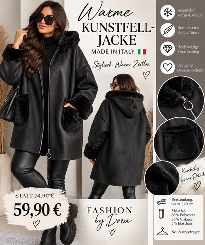 Warme oversize kunstfell - warme, kunstfell-jacke