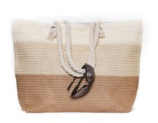 XXL Strandtasche Sommertasche Breite Streifen Braun Beige Damentasche Badetasche