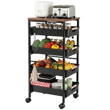 Rollwagen mit 5 Ebenen Küchenwagen mit 4 ausziehbaren Schubladen, Servierwagen