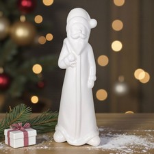 XL Weihnachtsmann Keramik 50cm groß weiß schlank Advent Weihnachten Nikolaus