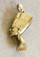 Gold Kette Anhänger Nofretete Gelbgold 333 3D, Art Deco , Top💞💞💞💞💞
