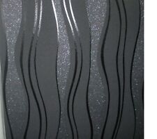 Vlies Tapete  13191-30 Design Wellen  schwarz anthrazit Glitzer glänzend