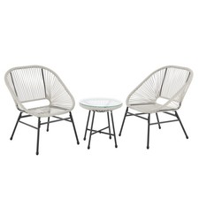 B-Ware Balkon-Möbel 3-tlg. Garten-Möbel Set Balkonstühle Tisch Weiß SVITA TULUM