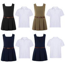Mädchen Set Schule Uniform Schuluniform Outfit Abschlussfeier Hemd Lässige