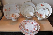 3 Sammelgedecke Lettin, Reichenbach, Kaestner Saxonia 3 Halter2 Teller Hutschenr