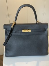 Hermès Kelly Bag 35   Retourné Noir Black Goldene HW Togo Top Zustand