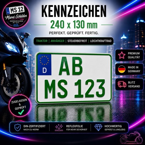 Kennzeichen grün 240 130 - kennzeichen,