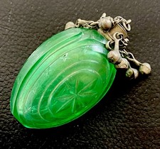 Antikes Glas  Flakon - Snuff Bottle - grün In Ei Form