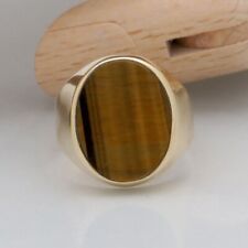 Ring Herrenring Siegelring Gold mit Tigerauge Besatz 585/14K Gelbgold - Gr. 61