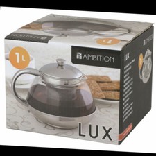 Teekanne mit Sieb und Deckel Teebereiter Teekrug Teefilter Gals Stahl LUX 1L