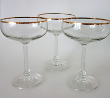 Art Deco 3 edle Champagnerschalen Sekt Gläser Goldrand Lausitz Weißwasser Design