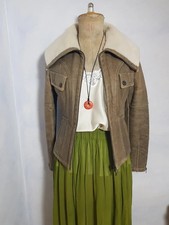 Shearling Lederjacke großer Kragen XS/S Braun Winterjacke Marc Cain weißes Fell