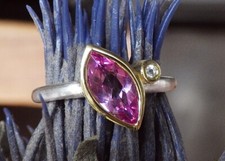 SCHMUCK-STCK RING SILBER PINK TURMALIN Topas vergoldet FACETTEN 58 18,5 19 60