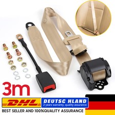 2x 3 Punkt Automatikgurt Sicherheitsgurt Beige Gurtpeitsche 300cm Anschnallgurt