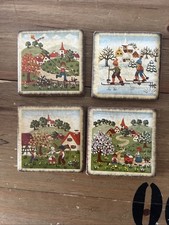 4 Kleine Keramik Kacheln von