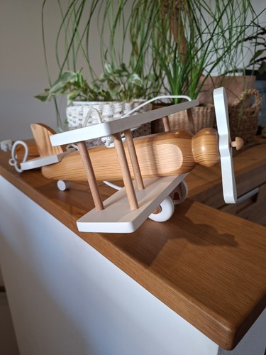 Lampe flugzeug holz weiß - holz, +