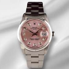 Rolex Date 34mm Damen Rosa Diamant Zifferblatt Auster Stahl Armbanduhr 15010