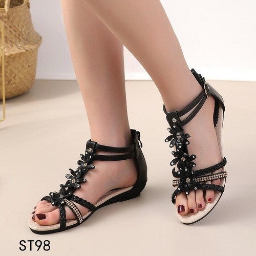 Damen sandalen glitzer blumen - damen,