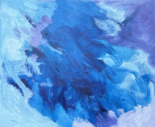 Blau abstrakt 120x100 Ölbild Meer Himmel Leinwand signiert handgemalt Wandbild