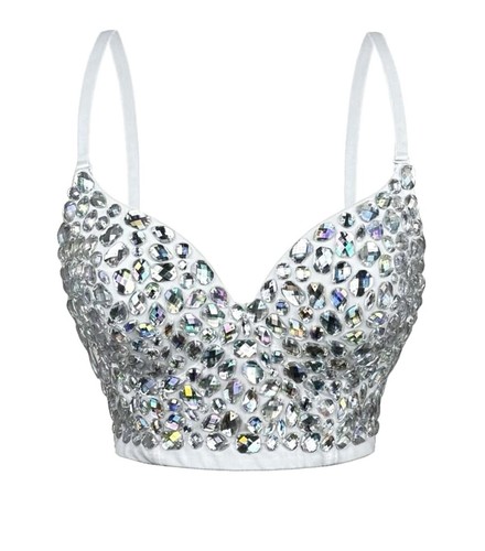 Weißes strass push crop - strass, up