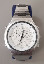 Citizen Alarm Chronographen Quartz 1/50 Second Timer Armbanduhr Vintage Defekt!