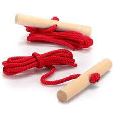 2x Schlittenleine, Rodelzubehör Zugseil mit Holzgriff für Schlitten, Dreirad rot