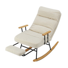 Schaukelstuhl Mit FußStüTze Verstellbarer LiegefläChe Loungesessel Akzent Stuhl