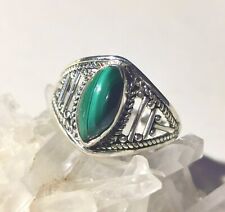 Ring mit Malachit, 925er Silber, Gr. 19,1 - Grün