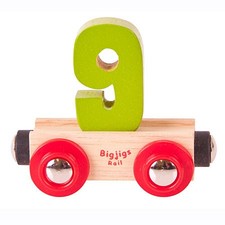 Holzeisenbahn Lok Buchstabenzug bunt Zahl "9" (Bigjigs Toys LTD) NEU