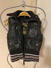 Airforce Steppweste schwarz Gr.122/128 Kapuze Kunstfell Top 