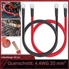 Satz 4 AWG Gauge 20mm2 Batterie Kabel Wechselrichter Litzenkabel-Ringösen 8mm M8