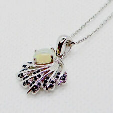 Feuer-Opal Spinell Anhänger Kette 925 Silber 585 Weißgold vergoldet